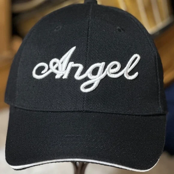 Angel 3-D Embroidered Baseball Cap in Black Women’s OS - Picture 2 of 9